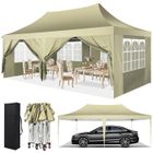 LUCKZON Tonnelle de Jardin 3x6m, Pergola, Barnum Pliante avec 6 Parois Latérales, Hauteur Réglable, Kaki