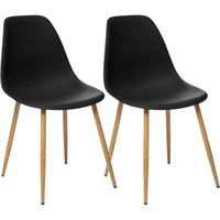 Lot de 2 chaises style scandinave "Ava" pieds métal imitation chêne Atmosphera - Couleur: Noir
