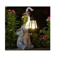 Elephant Decoration Statue Jardin Exterieur avec Lampe Solaire Figurine - Salon Elefante Décoration Cadeau pour Femme Homme Maman