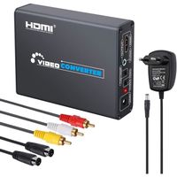 1080P RCA Convertisseur S-Vidéo vers HDMI avec Alimentation Adaptateur 3RCA AV CVBS Composite S-Vidéo R-L Audio vers HDMI Câble A166