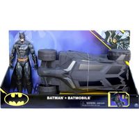Grande Batmobile Noire 38 cm Avec 1 Figurine Batman 30 Cm Voiture Pour Batman Set Vehicule Miniature DC Et 1 Carte Tigre Enfant 