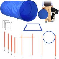 HENGMEI Agility Kit d'entraînement pour chiens de grande taille avec tunnel pour chien, obstacles réglables