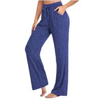 Femmes Pantalon de Yoga Loose Taille haute Beau Loisirs Europe et Amérique Pantalon large Bleu
