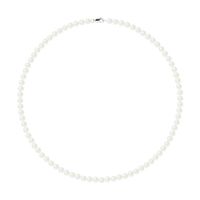 PERLINEA - Collier Perle de Culture d'Eau Douce AAA+ - Ronde 5-6 mm - Blanc Naturel - Enfillage Traditionel - Bijoux Femme