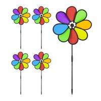 Lot de 5 moulins à vent colorés - RELAXDAYS - pour enfants à partir de 3 ans - décoration de jardin arc-en-ciel