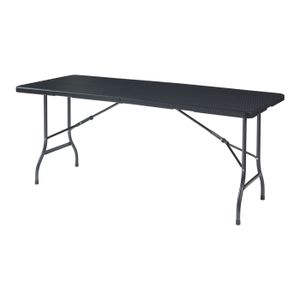 TABLE DE CAMPING Table de camping pliante Mark 180 x 75 x 72 cm effet rotin noir