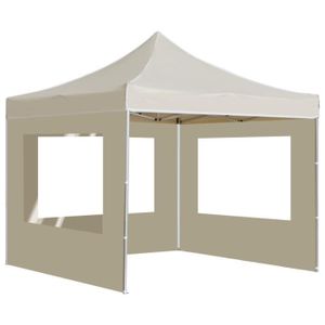 TONNELLE - BARNUM Tente de réception pliable avec parois Aluminium 3 x 3 m Crème-AKO7805328679319