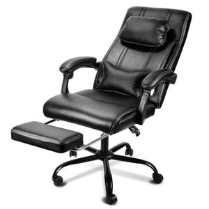 CHAISE DE BUREAU Chaise de bureau pivotante Faziango - Noir - Fauteuil de direction - Matériaux de haute qualité