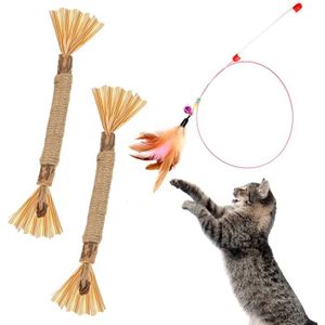 4pcs Bâtons à mâcher de chat, bâton d'herbe à chat, bâtonnets d'herbe à chat,  bâton interactif de chat molaire, bâtonnets de jouets d'herbe à chat, bâton  de jouet de chat