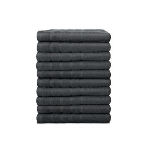 LOVELY HOME Lot de 10 serviettes Eponge 50x90 cm 100% Coton Gris anthracite