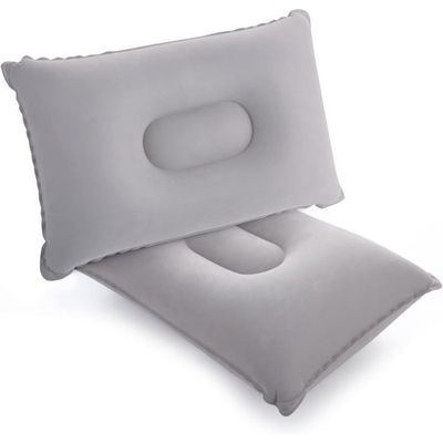 Oreiller Gonflable De Camping - Noir Et Gris, Amovible, Pour Randonnée Et Voyage