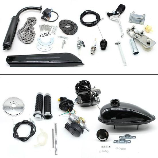 Kit Moteur 2 Temps 50cc-110cc Pour Vélo Motorisé - H-YEEU - Refroidissement Par Air - Argent/Noir