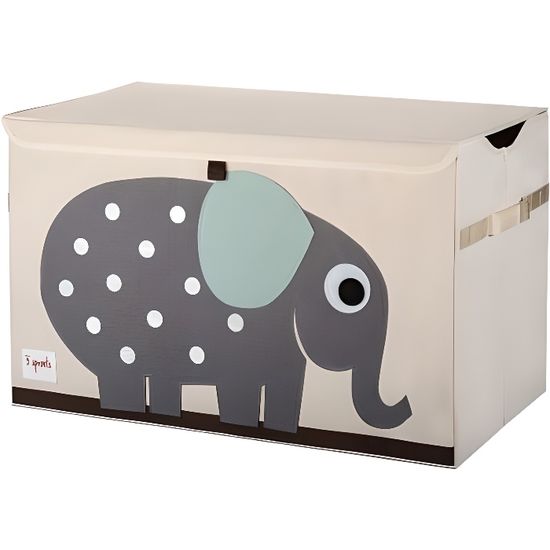 Coffre à jouets - WEBER - Elephant - Enfant - 100% Polyester - Gris