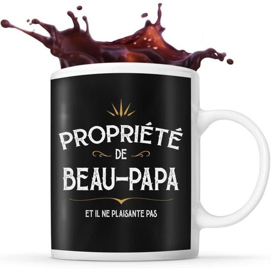 Tasse Noir Propriété De BeauPapa Mug Original Pour Beau Père Idéal Pour Cadeau De Noël Et
