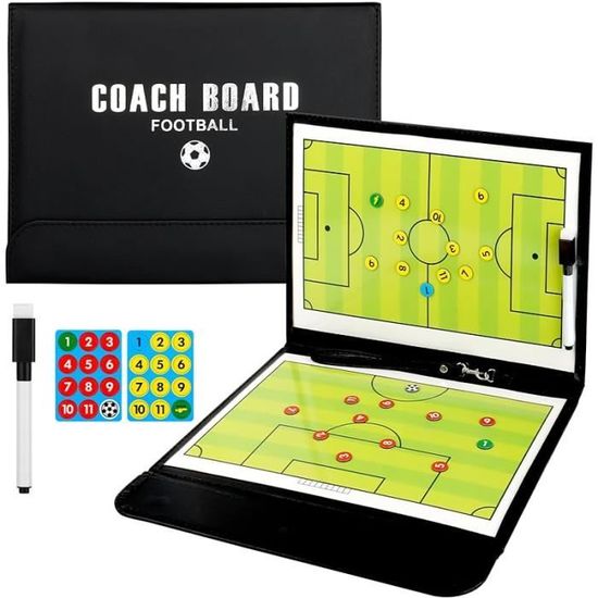 Tableau Tactique Football LaceDaisy - Pliable, Cuir, Aimants, Marqueur - Pour Entraîneurs, école, Club