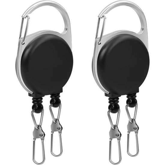 Porte-clés Rétractable Robuste - Câble Acier 23 Pouces - Neuf