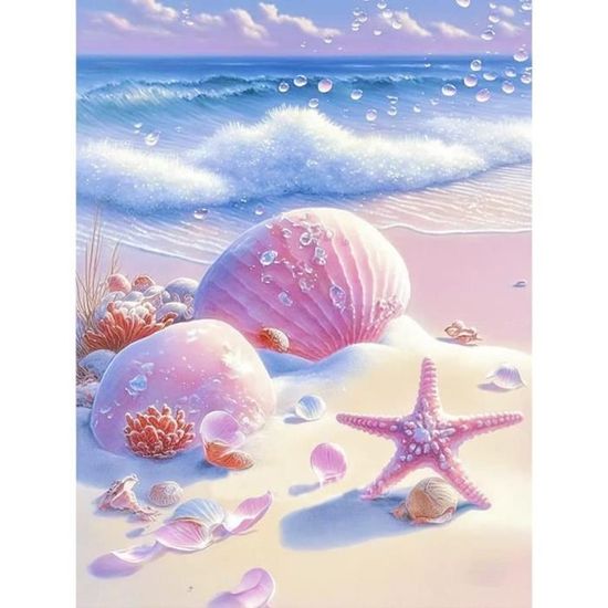Kit Peinture Diamant 40x50 Cm - Motif Mouette Et Plage - Toile Avec Strass, DIY Décoration Murale - Cadeau Créatif - 10