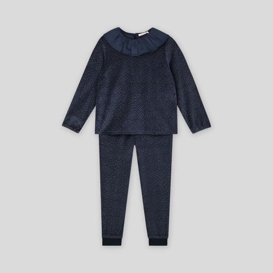 Robe Cyrillus En Lainage Marine Col Claudine à Pois - Taille 4 Ans, état Impeccable