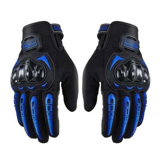 Gants de moto bleus, gants à écran tactile complets, adaptés aux sports de plein air tels que les courses de motos.