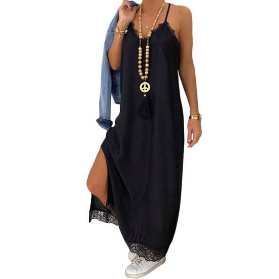 Robe Longue Maxi Femme Imprimé Crâne - Sans Manches, Ample, Fluide, Polyester - Bohême Plage été - 2