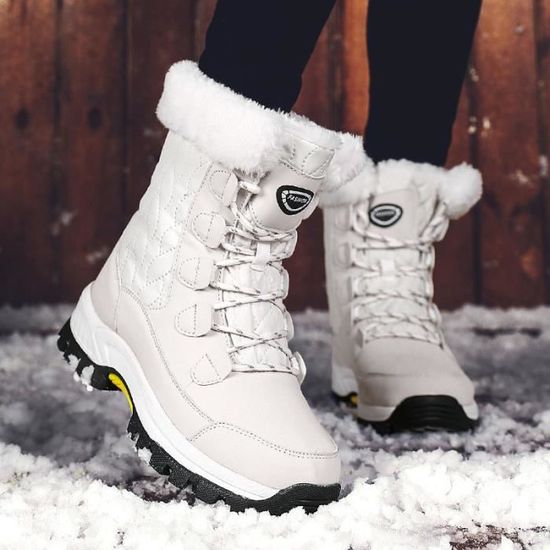 Bottes de Neige Femmes - Marque - Noir - Doublure Chaude - Semelle  Antidérapante - Tige Imperméable