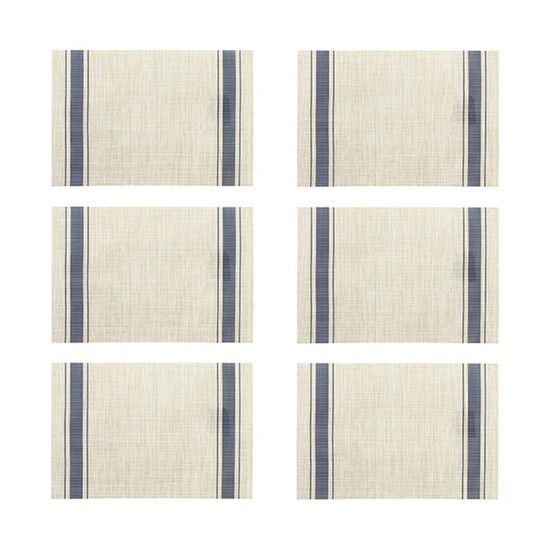 Lot De 6 Sets De Table Lavables GoTCele - PVC Tissé Bleu Marine - 30,5 X 45,7 Cm - Protection De Table Anti-Taches