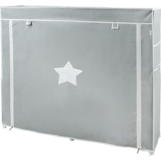 ROBA Armoire de Rangement en Tissu "Little Stars" 108 cm - pour Chambre Bébé - Gris