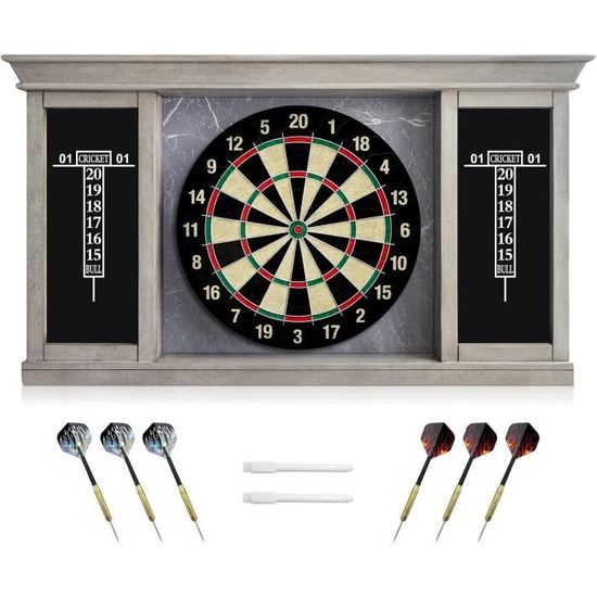 Cible De Fléchettes Wakefa – Sisal 45 Cm, 6 Fléchettes Acier, Support Mural, Tableau De Score Inclus