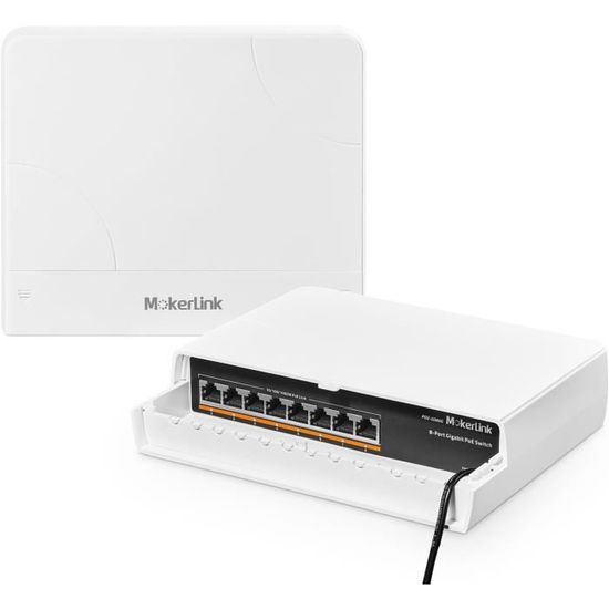 MokerLink 8-Port Gigabit PoE Switch – 120W Total, 802.3af/at, Plug & Play, Metal Fanless For Cameras & APs