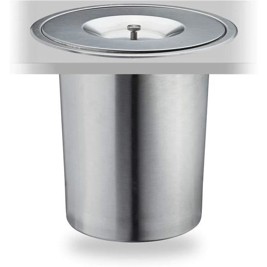Couvercle Inox Poubelle De Plan De Travail Relaxdays 8L - Encastrable Avec Poubelle Cuisine Bleu