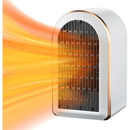 Chauffage D'appoint 1200W Mini Soufflant Silencieux - 2 Niveaux, Protection Surchauffe Et Anti-basculement