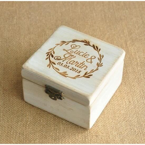 TOOAD Boîte à Bagues En Bois, Boîte à Bagues En Bois Pour Proposition Ronde Antique Les Fian Ailles De Mariage La C R Monie