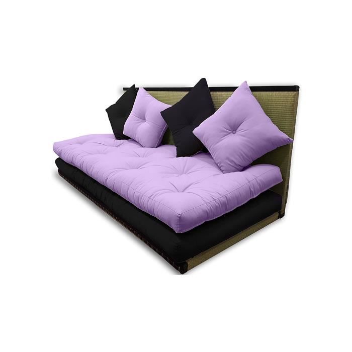 Canapé tatami Violet_Noir, 80 x 200 cm.