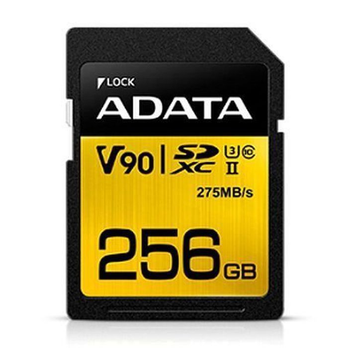 ADATA Premier ONE 256Go Carte SDXC, UHS-II Classe 10 (U3), V90 vidéo Vitesse (8K), R