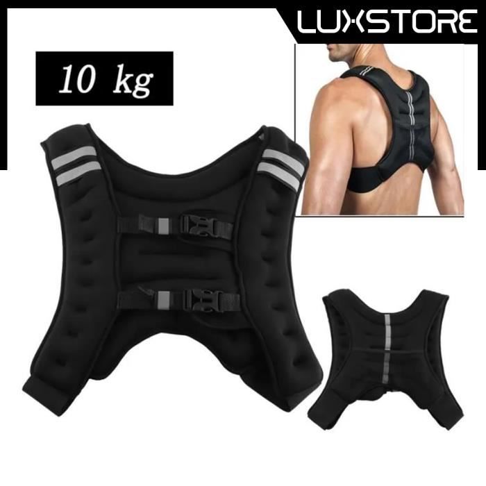 LUXS GILET LESTÉ GILET DE MUSCULATION FITNESS 10 KG NOIR