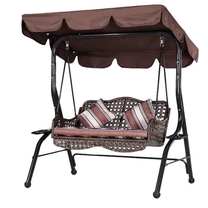 Canopée pour Balancelle Exterieur Imperméable Résistant Soleil Toit de Rechange pour Jardin ou Patio (Café - Deux places)