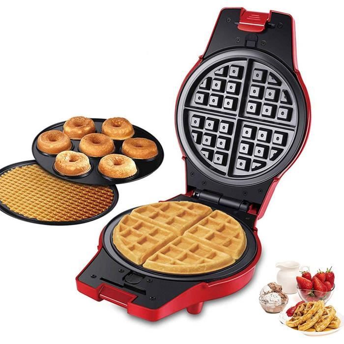 DSYYF Gaufrier électrique 3 en 1 avec 3 plaques de revêtement antiadhésives remplaçables (Beignet, Gaufre et Cornet de crème glacée)