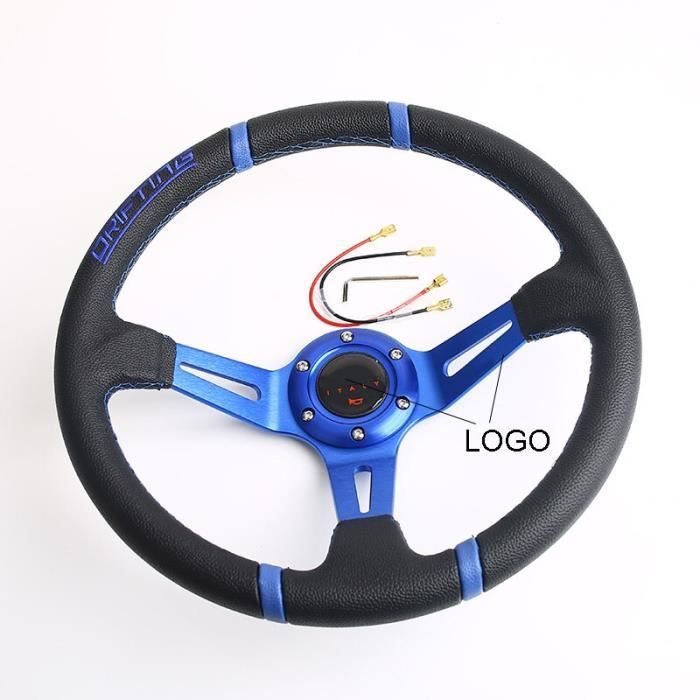 couleur de couleur-bleu Volant de Sport Universel En Cuir de 14 Pouces, Cours de style Avec logo