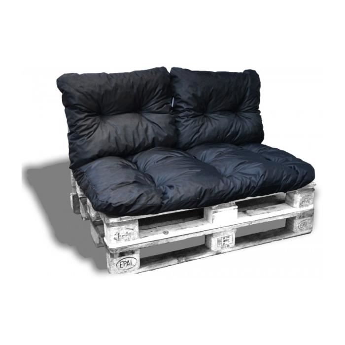 KIT COUSSINS PALETTE OUTDOOR anthracite 1 assise+2 dossiers 120*80 cm