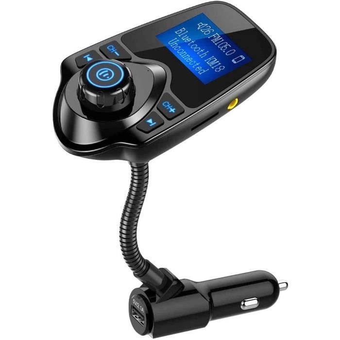Transmetteur FM Bluetooth Bestevey Kit de Voiture Mains Libres Sans Fil Chargeur USB de Voiture avec 3.5mm Port Audio