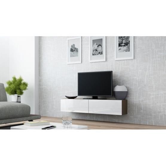 Meuble tv design suspendu Vito 140cm taupe et