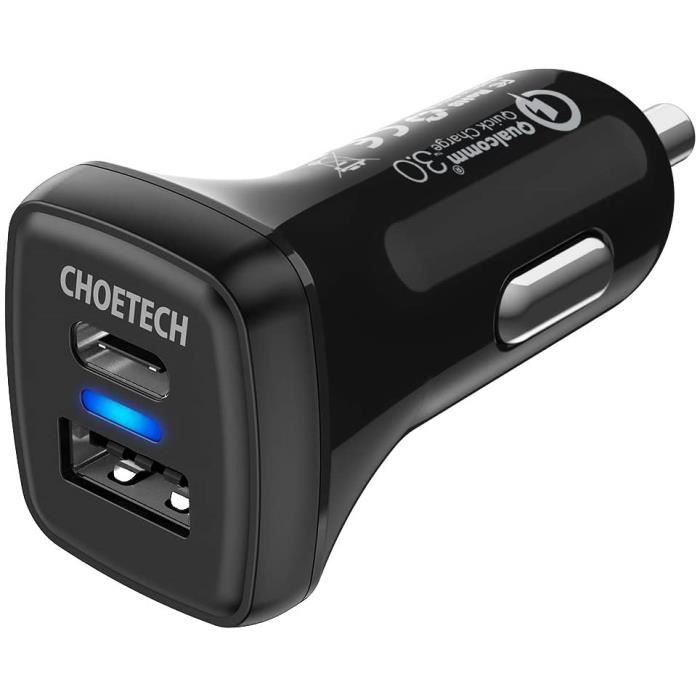CHOETECH 36W Chargeur de Voiture USB Type C Power Delivery 18W + Quick Charge 3.0 18W Compatible avec iPhone 11 Pro Max/,Galaxy S10,