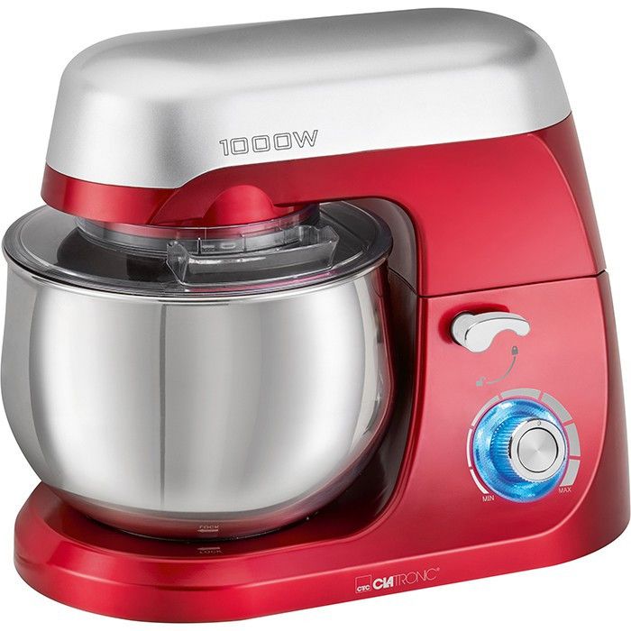 Robot Pâtissier Boulangerie Cuisine Ménager Multifonction Bol 5L 1000W Clatronic KM 3709 Rojo