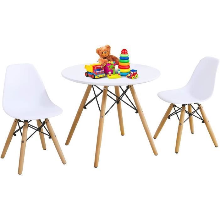 DREAMADE Kit de Table et 2 Chaise, Meuble Enfant avec 1 Table et 2 Chaises, Bonne Stabilité et Sécurité pour Enfant à Jouer, Manger