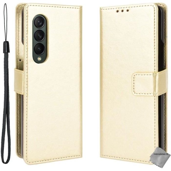 Housse etui portefeuille avec coque intérieure rigide pour Samsung Galaxy Z Fold 3 5G - OR