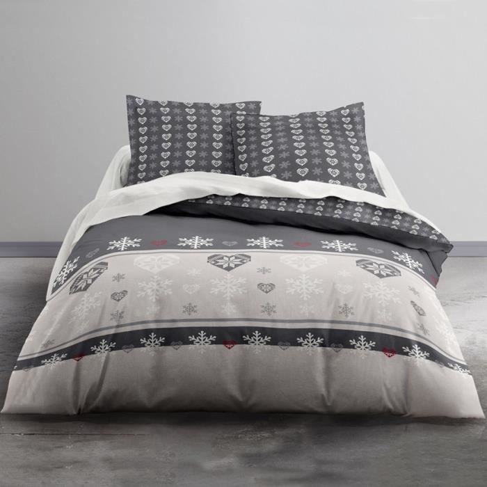 TODAY Parure de couette 240x260 + 2 taies d'oreillers 63x63cm - 100% Coton - Flanelle 2020 Morzine