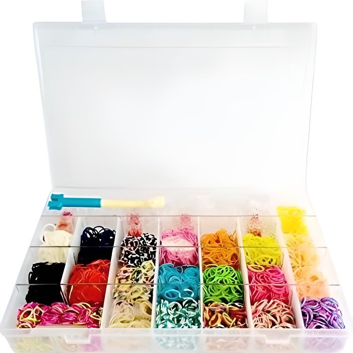 KIT COMPLET LOOM BANDS - METIER AVEC 600 ELASTIQUES SANS LATEX + CLIP ET CROCHET