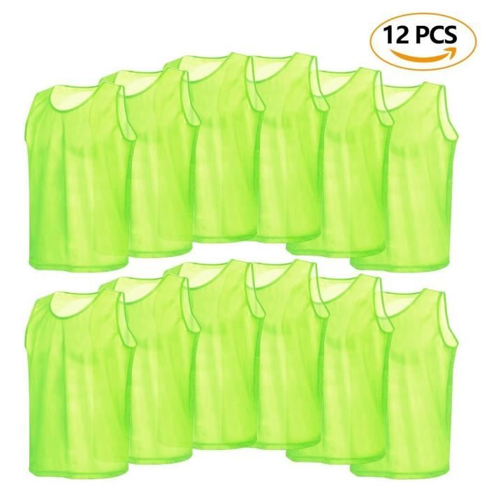 12pcs Maillots Gilet de Sport Chasuble Veste Survêtement Hommes d'Entraînement Respirant en Maille pour Football Basket-ball Rugby