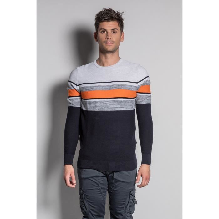 Pull fin à rayures TEKA - Orange