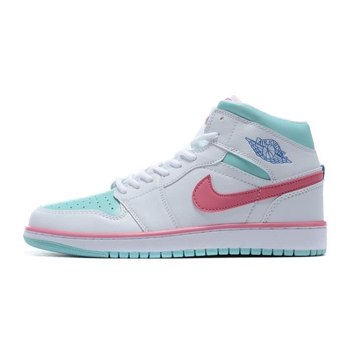 Baskets Airs Jordan 1 Mid SE Chaussures de basket Pas Cher pour Homme Femme Blanc Vert